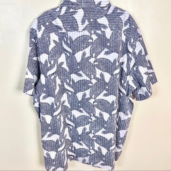 Perry Ellis Short Sleeve Large Leaf Print Shirt - Picture 4 of 7